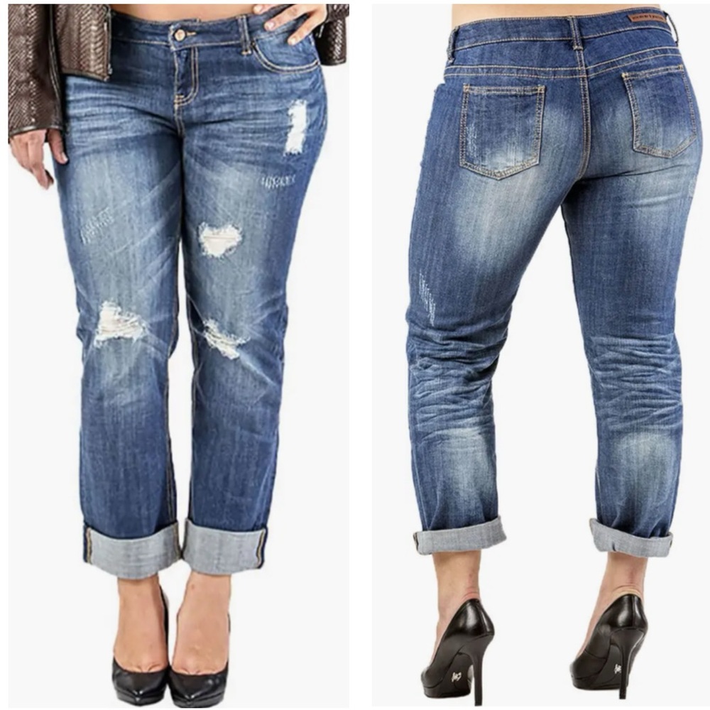 Standards & Practices NWT Medium‎ Wash Distressed Straight Leg Jeans Size 27
